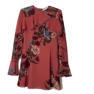 Keepsake The label Mauve ruffle boho floral mini flare dress size small